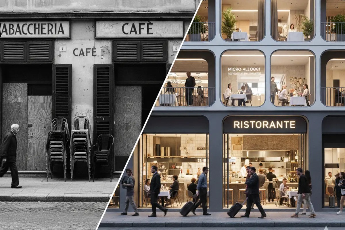  Italia che cambia: meno negozi e bar, più ristoranti e micro-alloggi